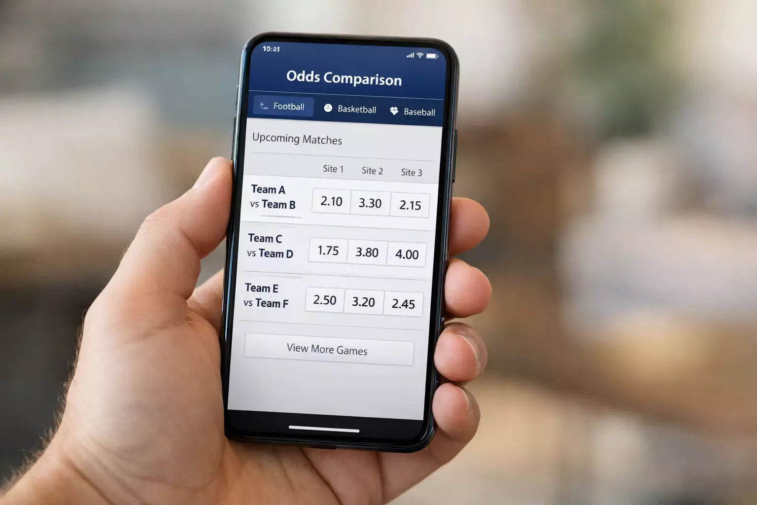 Smartphone con app di comparazione quote calcio