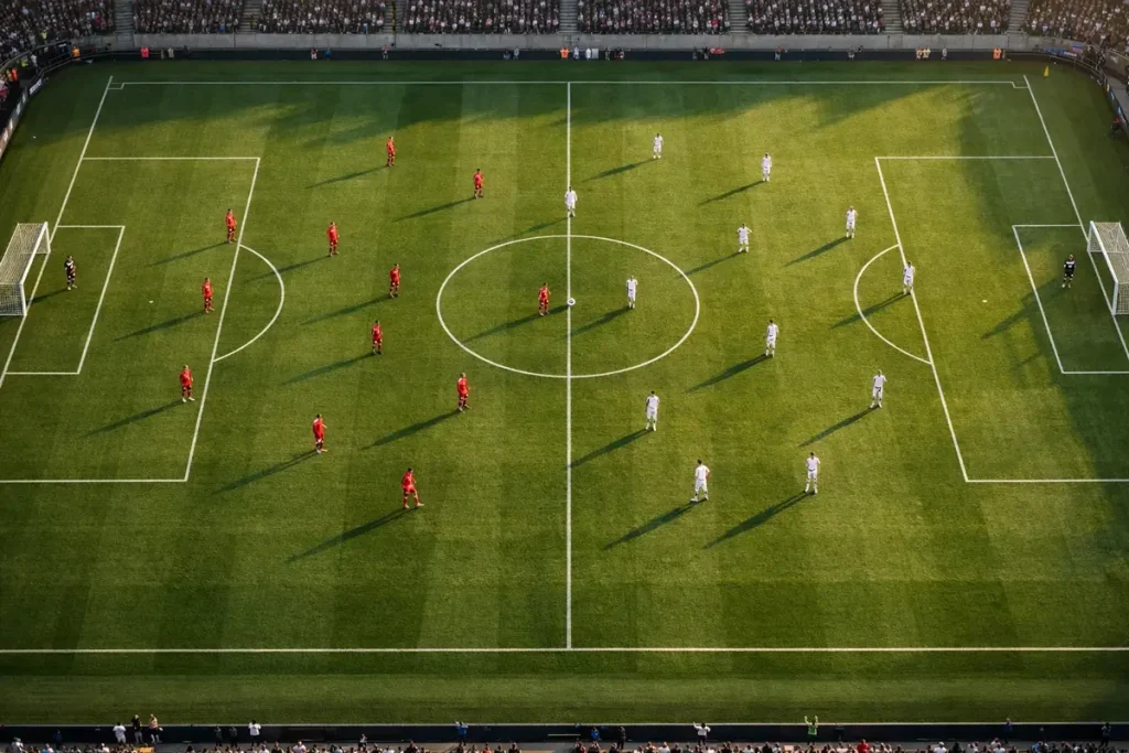 Campo da calcio con visuale tattica della partita