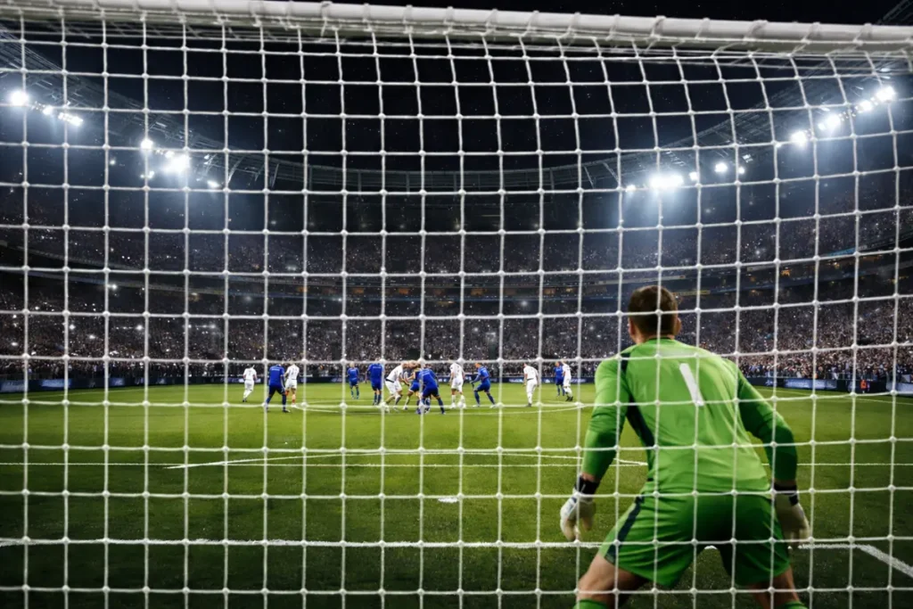 Partita di Champions League sotto i riflettori dello stadio